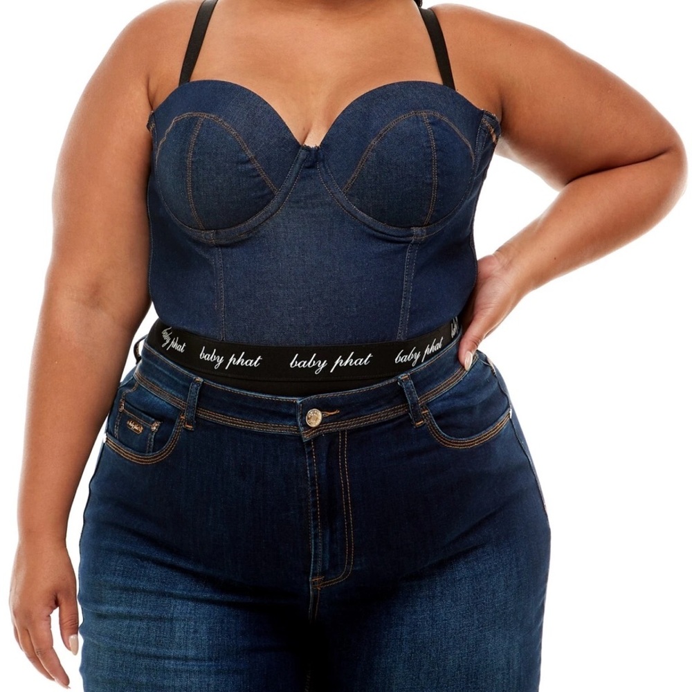 Baby Phat Dark Blue Denim Corset Top